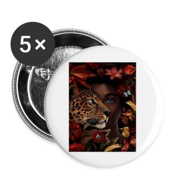 Leopard mit Menschen Gesicht - Buttons klein 25 mm (5er Pack) - Weiß - Vorne