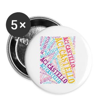 T-Shirt Aci Castello Wortwolke T-Shirt - Buttons klein 25 mm (5er Pack) - Weiß - Vorne
