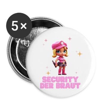 Security der Braut - Buttons klein 25 mm (5er Pack) - Weiß - Vorne