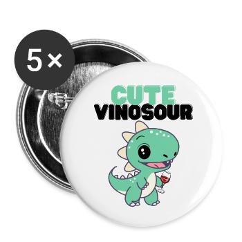 Vinosaurier - Lustiges Weinliebhaber Geschenk - Buttons klein 25 mm (5er Pack) - Weiß - Vorne