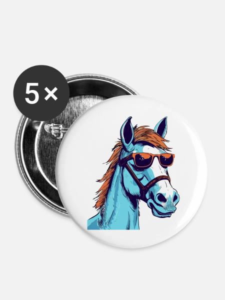 Talo das Pferd - Buttons klein 25 mm (5er Pack) - Weiß