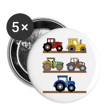 Agricultural Machinery Tractor Organic Farmer Farmer Country Life - Buttons small 1''/25 mm (5-pack) - white - Front