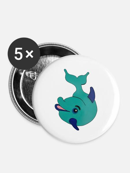 Delfin - Buttons klein 25 mm (5er Pack) - Weiß
