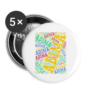 Adima Wortwolke Collage Wort Kunst T-Shirt - Buttons klein 25 mm (5er Pack) - Weiß - Vorne
