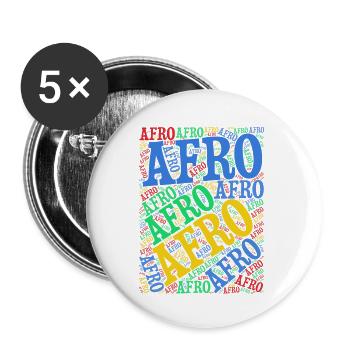 T-Shirt Afro Wortwolke T-Shirt Geschenkidee - Buttons klein 25 mm (5er Pack) - Weiß - Vorne