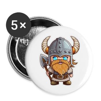 Eriks Expeditionen: Cartoon-Wikinger Erik - Buttons klein 25 mm (5er Pack) - Weiß - Vorne