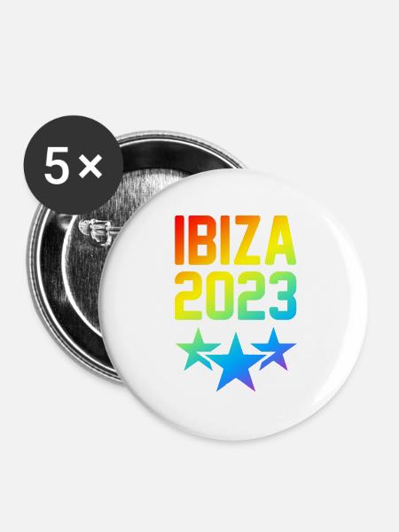 Ibiza 2023 - Buttons klein 25 mm (5er Pack) - Weiß