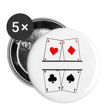 Textbanner mit vier Assen - Buttons klein 25 mm (5er Pack) - Weiß - Vorne