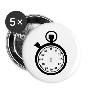 Stoppuhr-Minute - Buttons klein 25 mm (5er Pack) - Weiß - Vorne