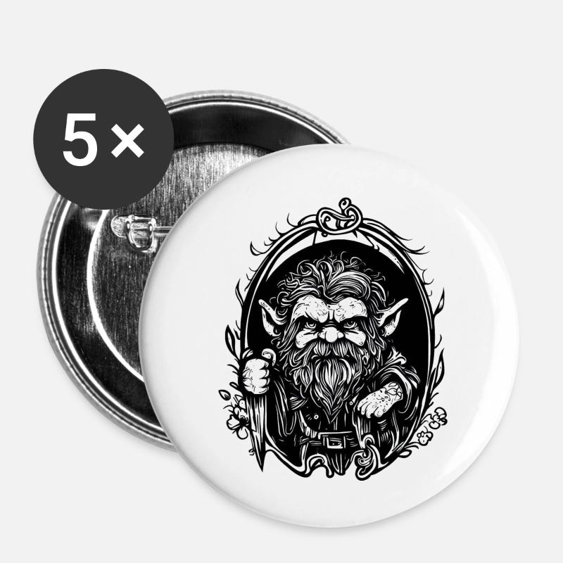 Le Gnome - Lot de 5 petits badges (25 mm) - blanc