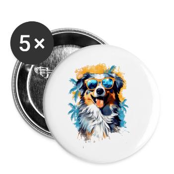 Australian Shepherd - Buttons small 1''/25 mm (5-pack) - white - Front