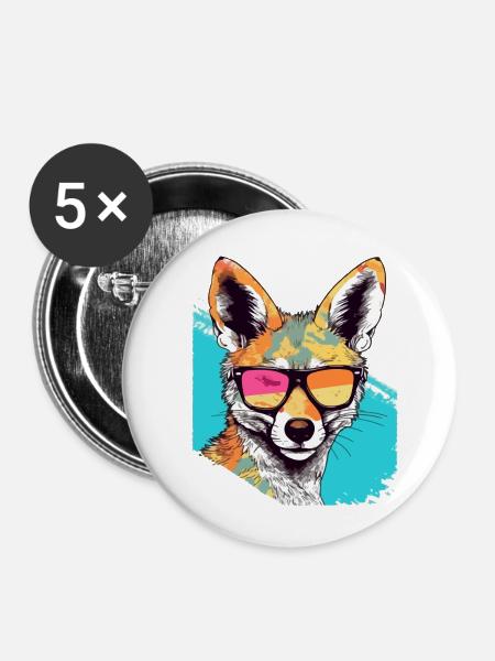 Jacky der Schakal - Buttons klein 25 mm (5er Pack) - Weiß