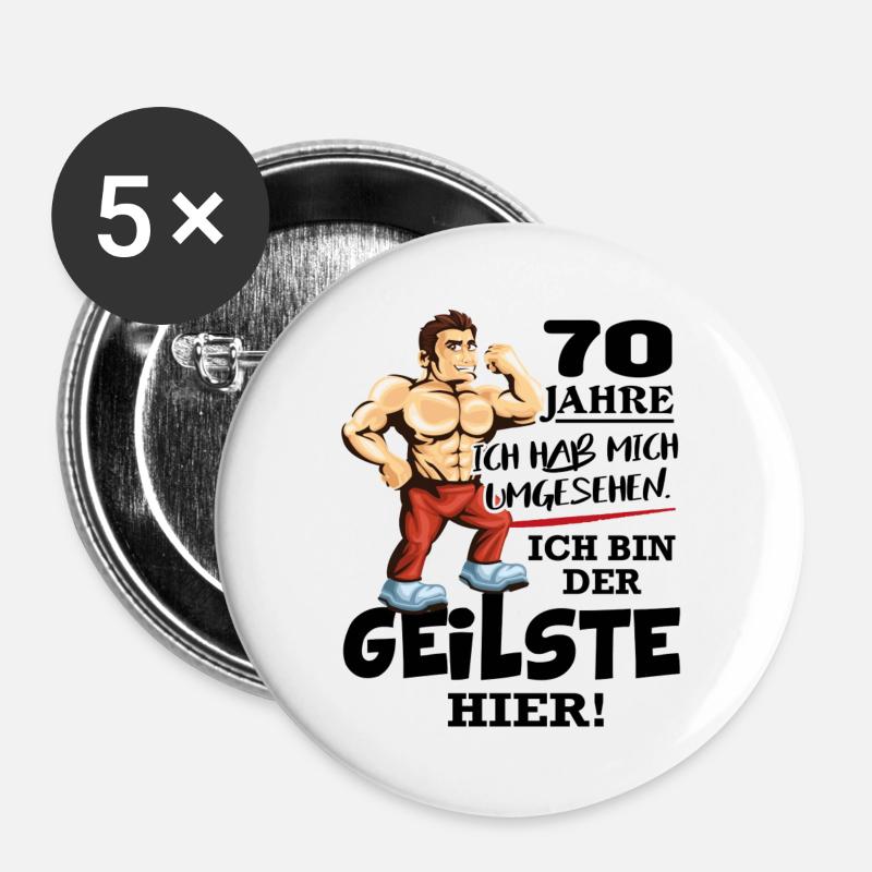 Geburtstag 70 Jahre Der Beste Geilste Chef KIng - Buttons klein 25 mm (5er Pack) - Weiß