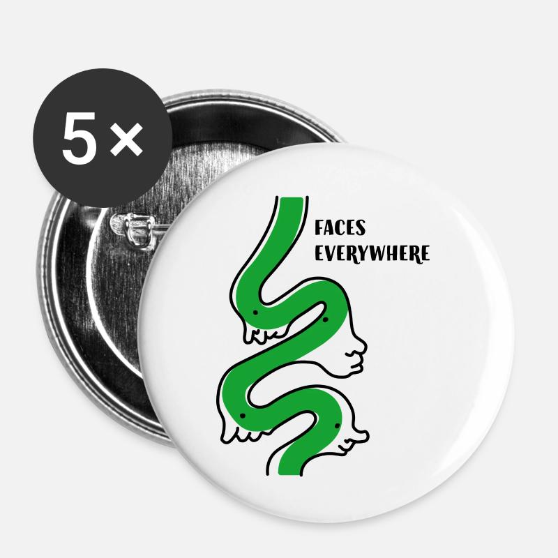 Faces Everywhere - Buttons small 1''/25 mm (5-pack) - white