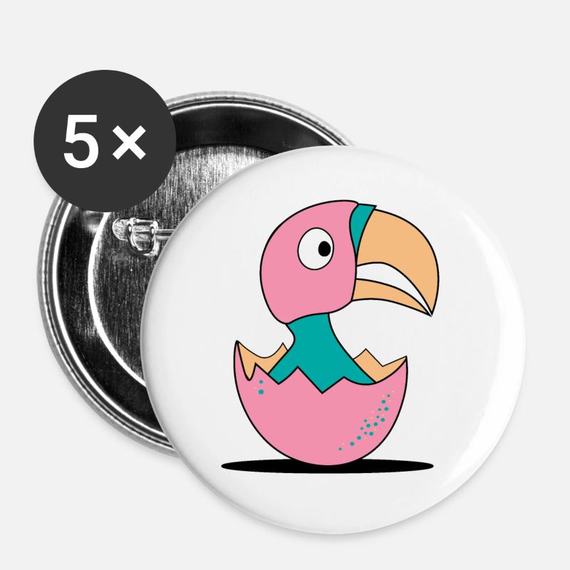 TUCANATA bébé 006 - Lot de 5 petits badges (25 mm) - blanc