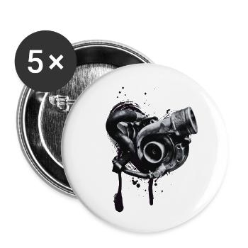 Turboherz Graffiti - Buttons klein 25 mm (5er Pack) - Weiß - Vorne