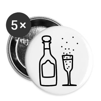 sekt mit glas 2 - Buttons klein 25 mm (5er Pack) - Weiß - Vorne