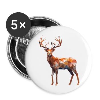 Polygon Hirsch - Buttons klein 25 mm (5er Pack) - Weiß - Vorne