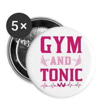 GYM ET TONIC PINK WORKOUT Bodybouilding Cadeau - Lot de 5 petits badges (25 mm) - blanc - Devant