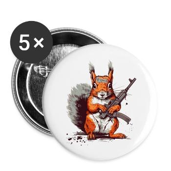 Eichhörnchen ist als Actionheld bereit zum Kampf - Buttons klein 25 mm (5er Pack) - Weiß - Vorne