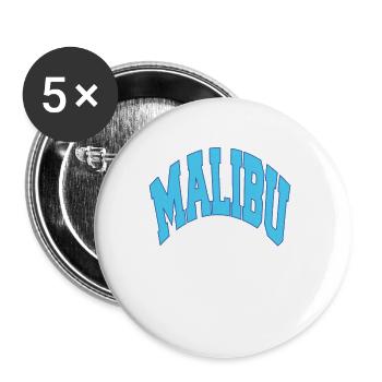 Blaues MALIBU California Sport T-Shirt - Buttons klein 25 mm (5er Pack) - Weiß - Vorne