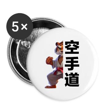 Karate Tiger Sommermotiv 2023 - Buttons klein 25 mm (5er Pack) - Weiß - Vorne