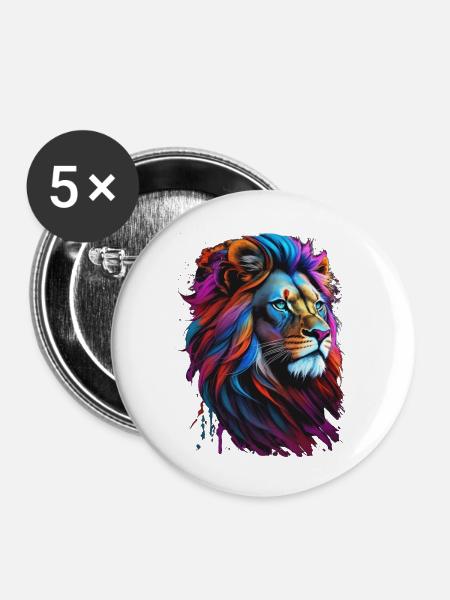 Löwe - Buttons klein 25 mm (5er Pack) - Weiß