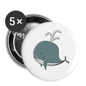 Whale. - Buttons small 1''/25 mm (5-pack) - white - Front