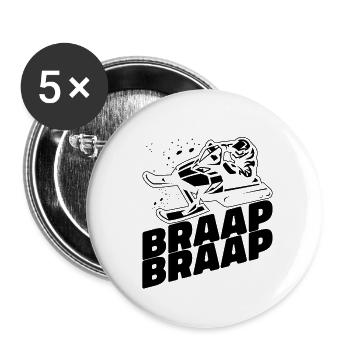 Braap Braap Snowmobile Riding Snowmobile Racer - Buttons klein 25 mm (5er Pack) - Weiß - Vorne