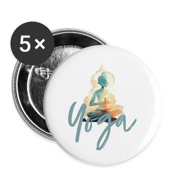 Yoga Typo Illu2 - Lot de 5 petits badges (25 mm) - blanc - Devant