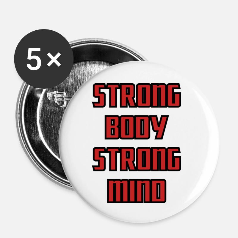 Strong Body Strong Mind - Buttons small 1''/25 mm (5-pack) - white