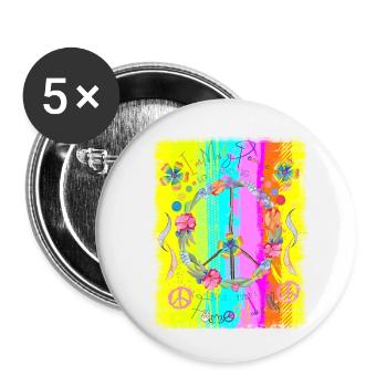 Hippie soul groovy Summer time Good vibes 70s 80s - Buttons small 1''/25 mm (5-pack) - white - Front
