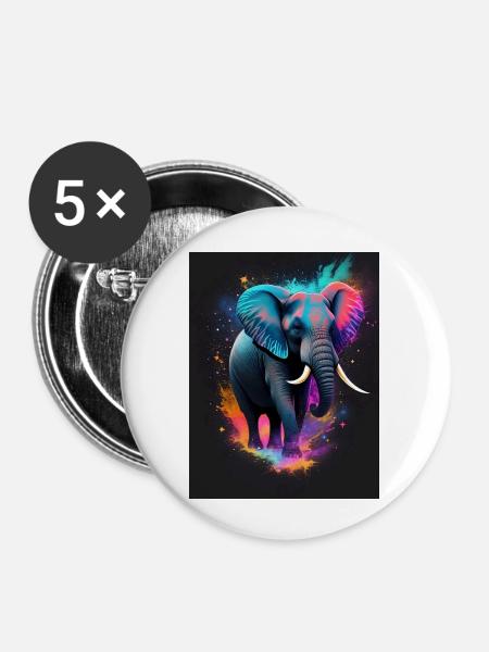 Elephant Galaxy - Buttons klein 25 mm (5er Pack) - Weiß