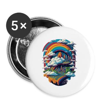 Rainbow City Pride LGBT LGBTQ - Lot de 5 petits badges (25 mm) - blanc - Devant