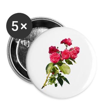 Roter Rosenstrauch - Buttons klein 25 mm (5er Pack) - Weiß - Vorne