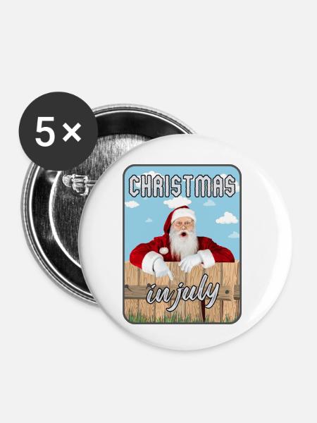 Weihnachten im Juli - Buttons klein 25 mm (5er Pack) - Weiß