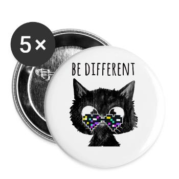 Chat, être différent, nerd, lunettes pixel, pixel - Lot de 5 petits badges (25 mm) - blanc - Devant