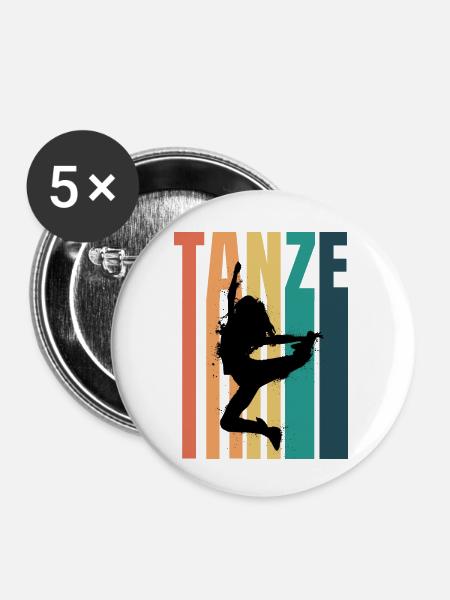 Dancing Dance Music - Buttons klein 25 mm (5er Pack) - Weiß