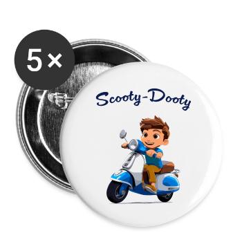 Scooter Junge - Buttons klein 25 mm (5er Pack) - Weiß - Vorne