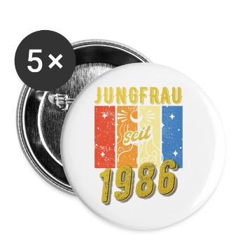 Jungfrau 1986 Sternzeichen Geburtstag - Buttons klein 25 mm (5er Pack) - Weiß - Vorne