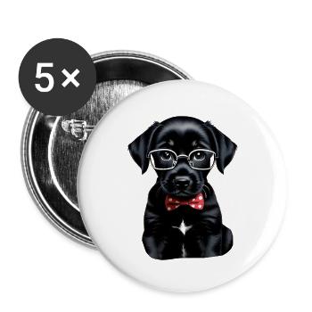 Dog - Buttons small 1''/25 mm (5-pack) - white - Front
