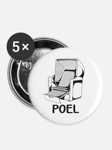 POEL STRANDKORB - Buttons klein 25 mm (5er Pack) - Weiß