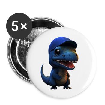 Cute Baby Dinosaur with Navy Cup - Buttons small 1''/25 mm (5-pack) - white - Front