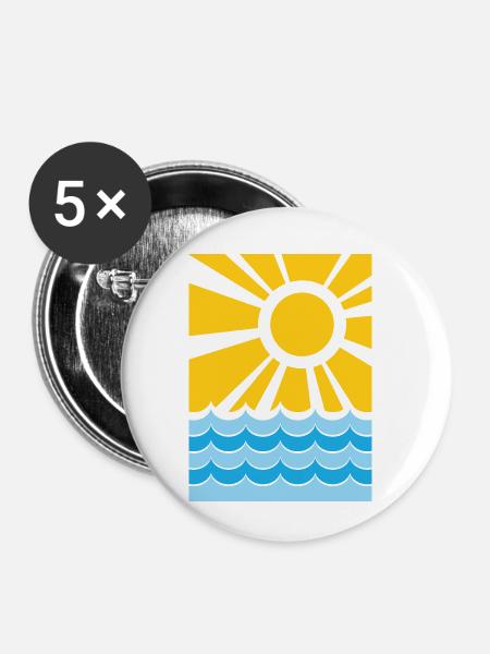 Sommer - Buttons klein 25 mm (5er Pack) - Weiß
