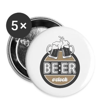 It's a beer o'clock. Retro style design. - Buttons small 1''/25 mm (5-pack) - white - Front