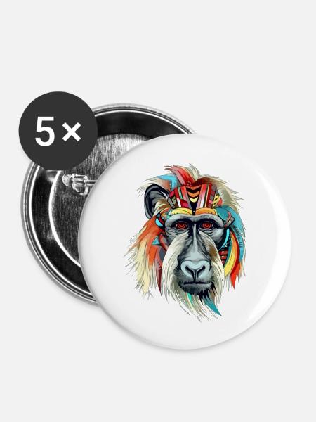 Folu der Mandrill - Buttons klein 25 mm (5er Pack) - Weiß