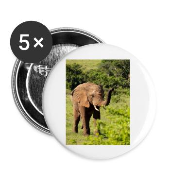 Éléphant - Lot de 5 petits badges (25 mm) - blanc - Devant