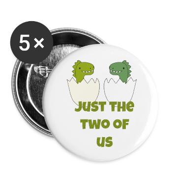 Two Dino Babies - Buttons small 1''/25 mm (5-pack) - white - Front