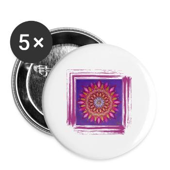 Mandala de l’abondance - Sonja Ariel von Staden - Lot de 5 petits badges (25 mm) - blanc - Devant