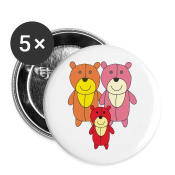 bären family - Buttons klein 25 mm (5er Pack) - Weiß - Vorne
